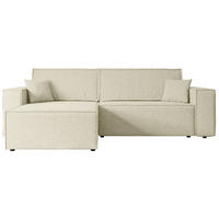 ECKSOFA mit Schlaffunktion und Bettkasten CELTIC-XL - 277x143x83 cm Beige Bouclé - Beige/Schwarz, Holzwerkstoff/Kunststoff (277/143cm) - ALTDECOR