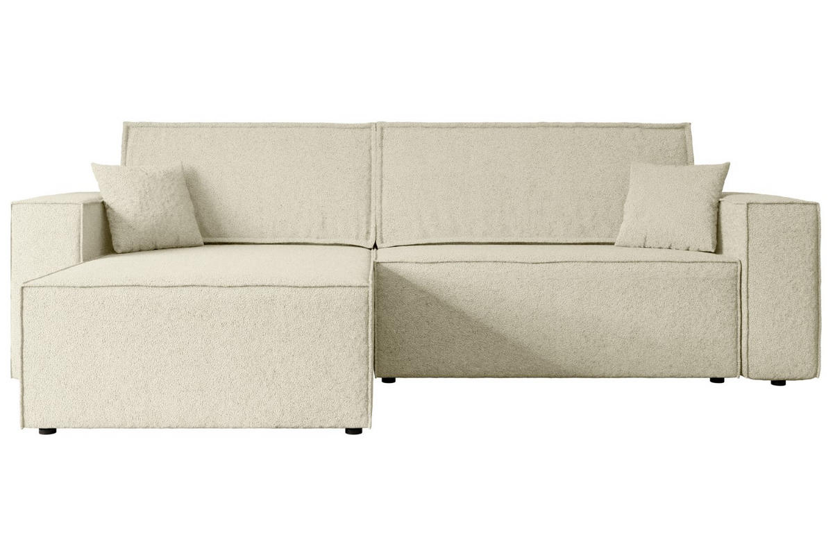 ECKSOFA mit Schlaffunktion und Bettkasten CELTIC-XL - 277x143x83 cm Beige Bouclé - Beige/Schwarz, Holzwerkstoff/Kunststoff (277/143cm) - ALTDECOR