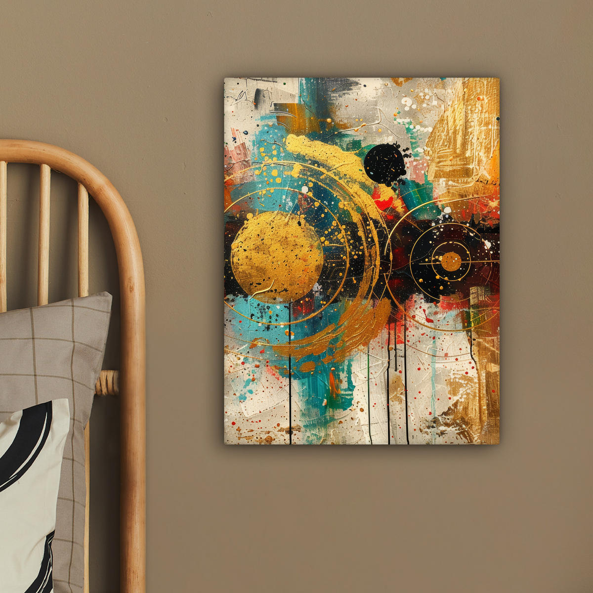 LEINWANDBILD - Abstrakt - Kunst - Gold - Modern - 30x40 - Bilder - Multicolor, Textil (30/40cm) - MuchoWow
