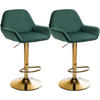 BARHOCKER 2er Set Samt dunkelgrün - Dunkelgrün/Goldfarben, Textil/Metall (51/89/52cm) - CLP