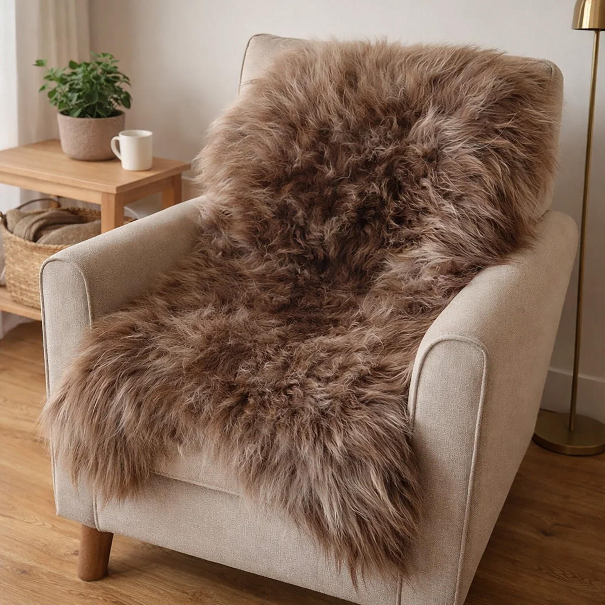 FELL Islandschaffell Lammfell Schaffell Schoko Braun ca. 110 cm - Hellbraun/Braun, Fell (60/110cm) - Provellus