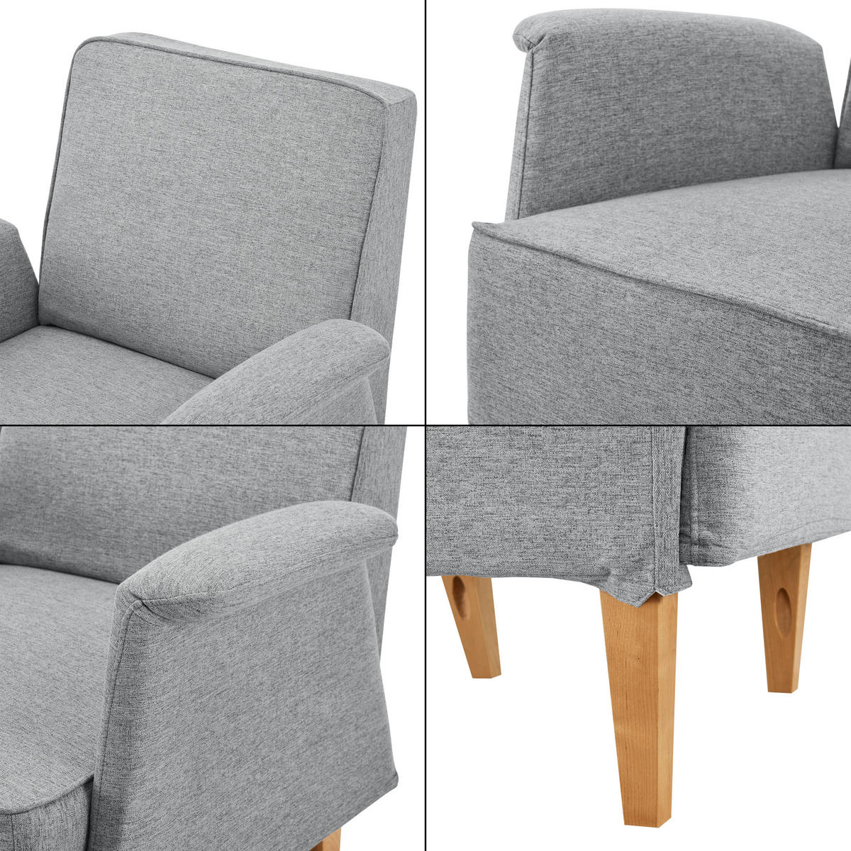 POLSTERSESSEL Diespeck Textil Hellgrau - Hellgrau, Textil (78.5/82/77cm) - [en.casa]