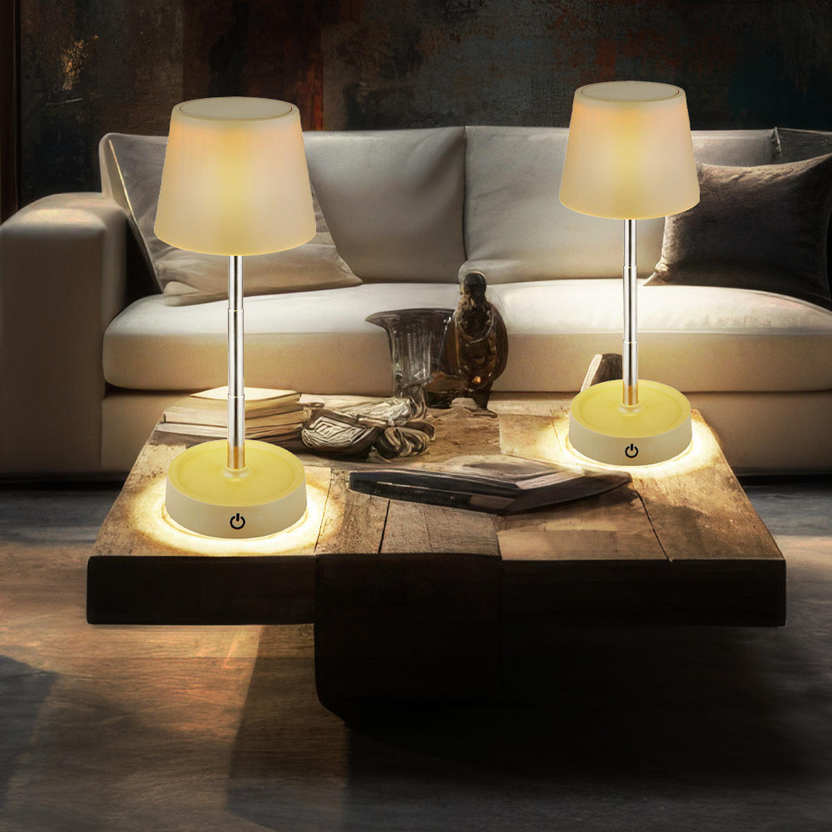 LED TISCHLEUCHTE CARLOS Sandfarben - Bernsteinfarben, Metall (10.6/10.6/28cm) - Globo Lighting