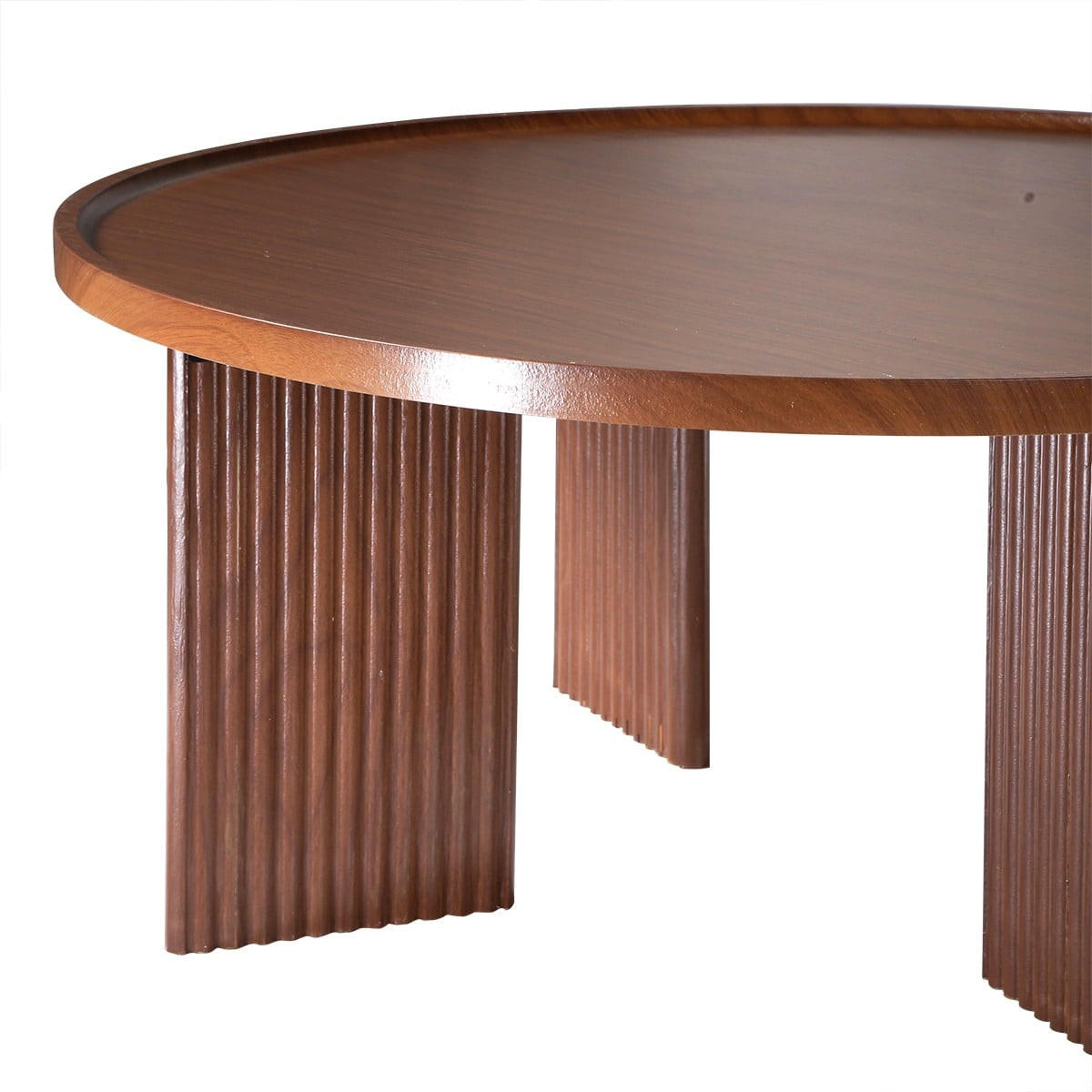 COUCHTISCH Runder Couchtisch in Nussbaumdekor 80/80/35 cm - Nussbaumfarben, Holzwerkstoff (9.5/80/35cm) - Calicosy