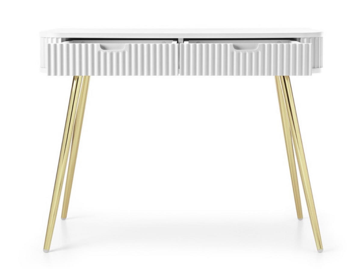 KONSOLENTISCH Weiß ZOJA Gefräst Mit Goldfarbenen Griffen - Weiß, Holzwerkstoff (49/49/80cm) - Sepro Meble