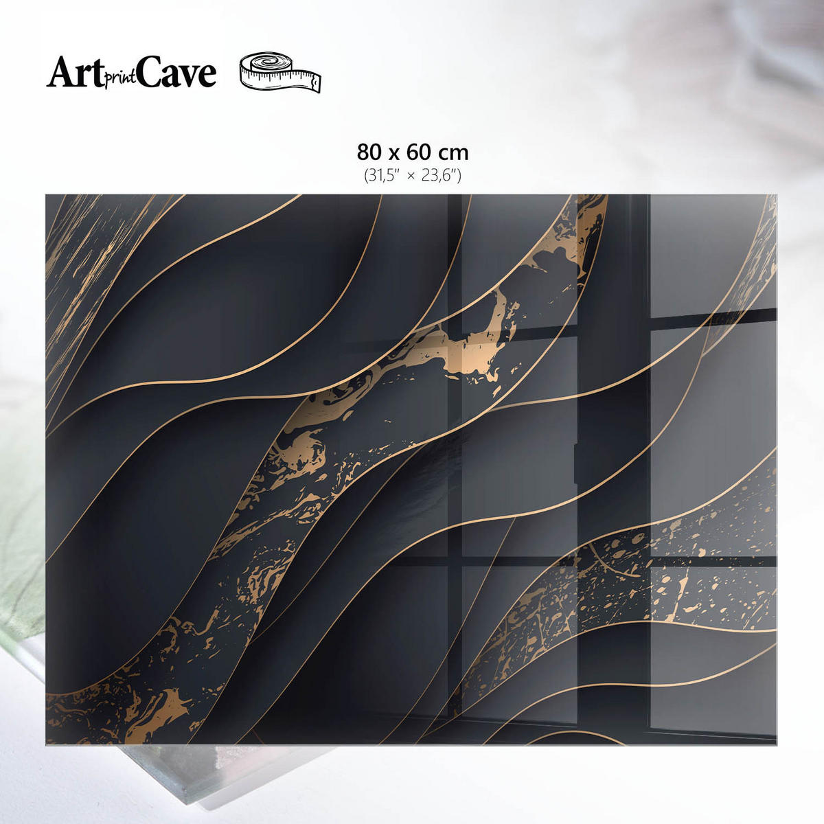 GLASPLATTE 80x60 cm – Wellen des Luxus - Braun, Glas (0.4/80/60cm) - ArtPrintCave