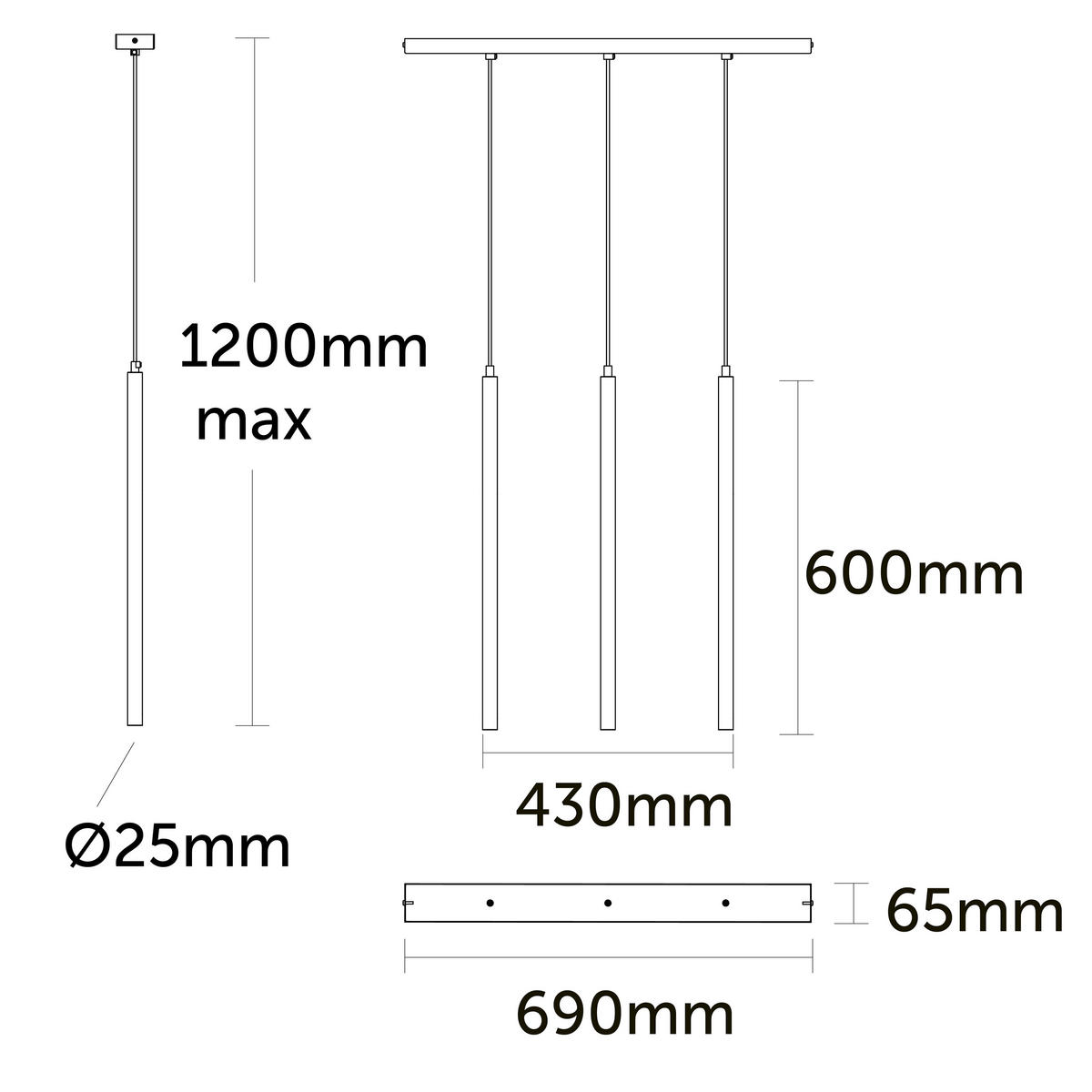 LED-HÄNGELEUCHTE Stelo X3 H60 - Rot, Metall (6/70/60cm) - Lumicom