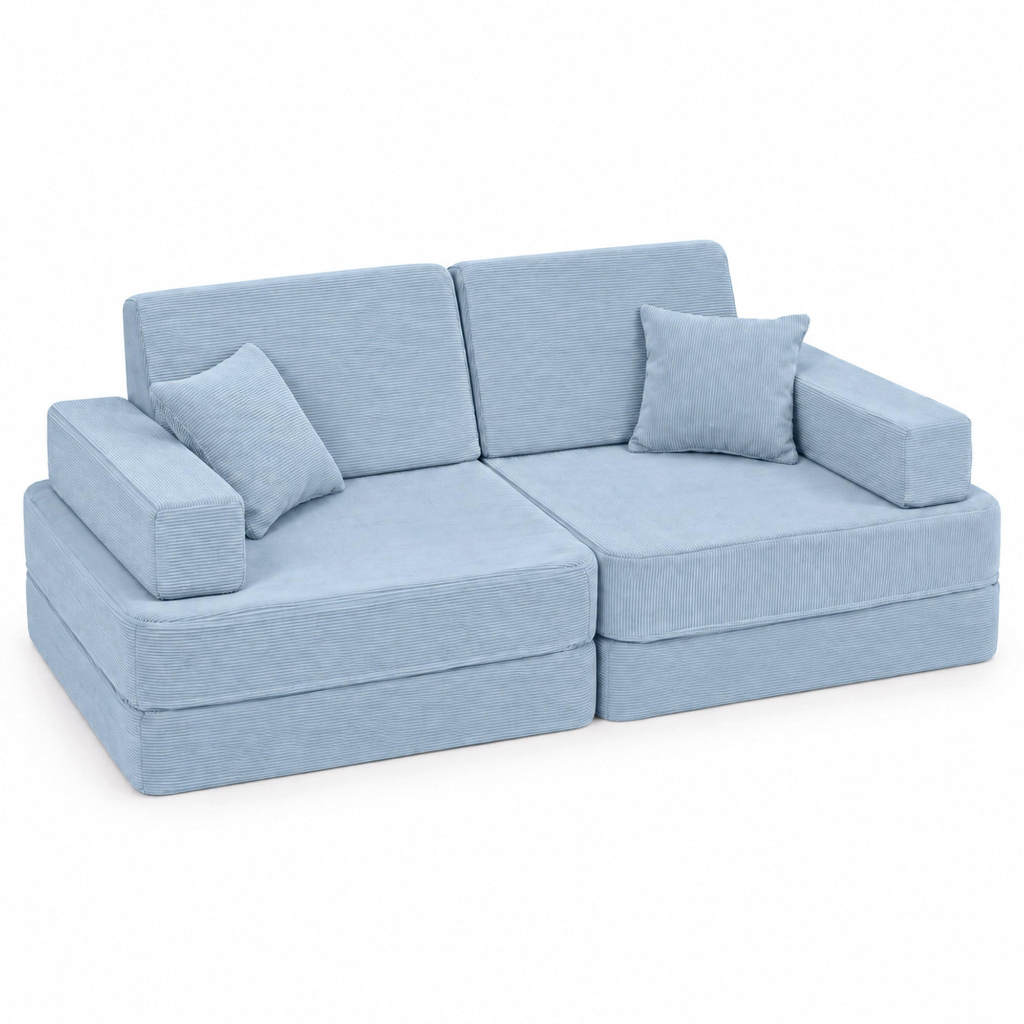 KINDERSOFA Cordsamt Türkis - Blau, Textil (160/24/80cm) - AngeLove