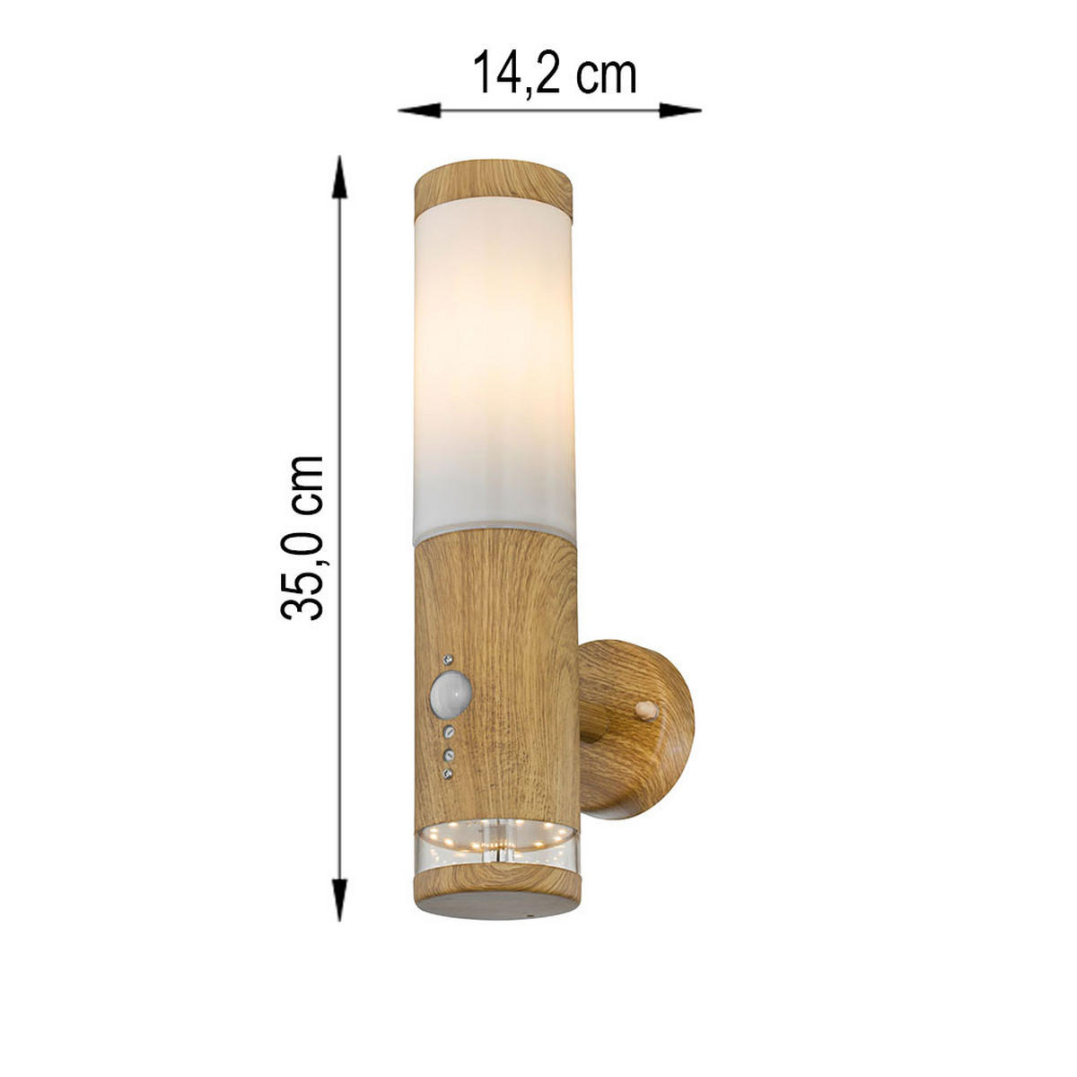 LED WANDLEUCHTE Holz-Optik Braun - Braun, Metall (14.2/8.5/35cm) - Globo Lighting