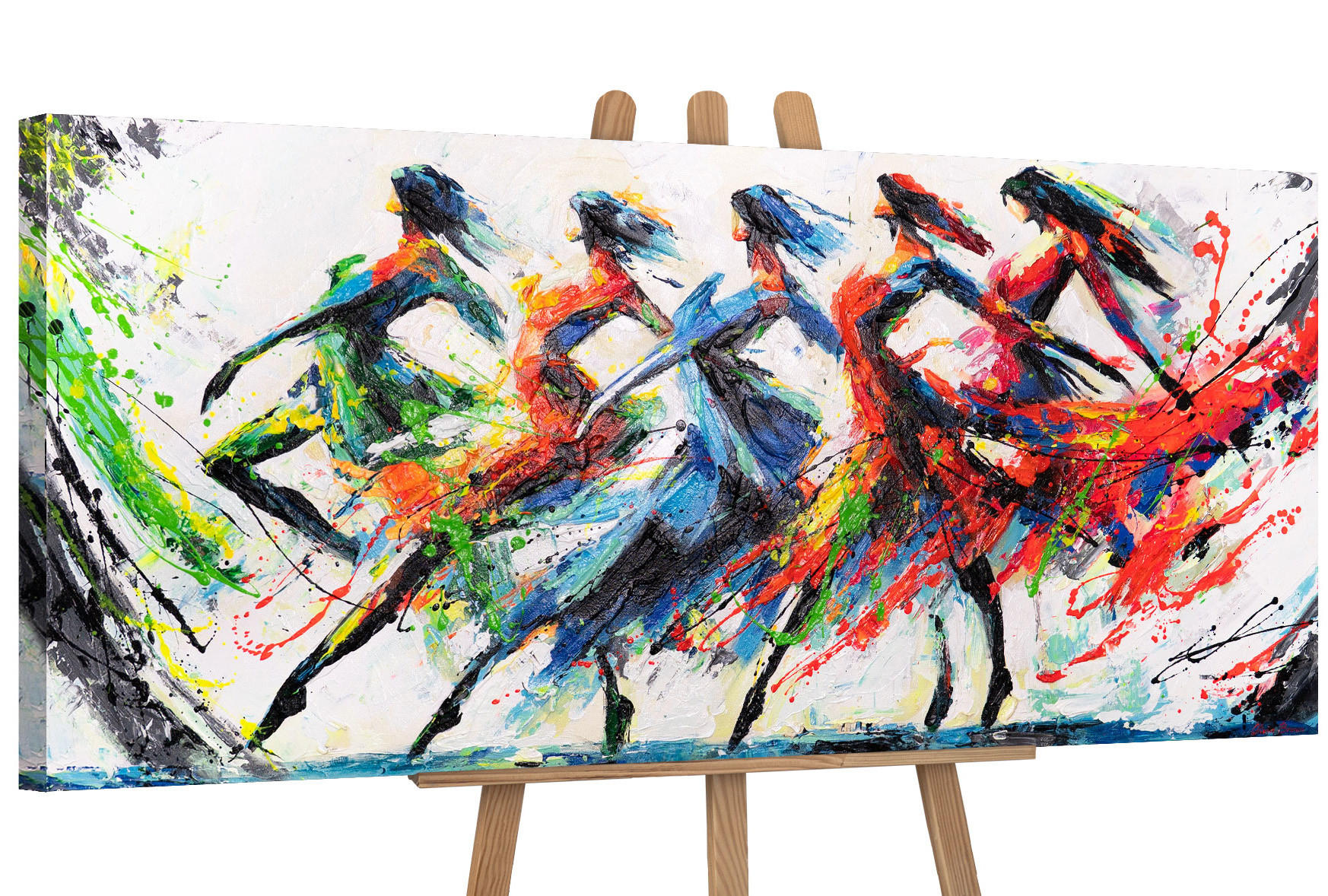 GEMÄLDE Farbenfrohe Anmut auf Keilrahmen 115x50 cm - Multicolor, Holz (115/50cm) - YS-art gallery