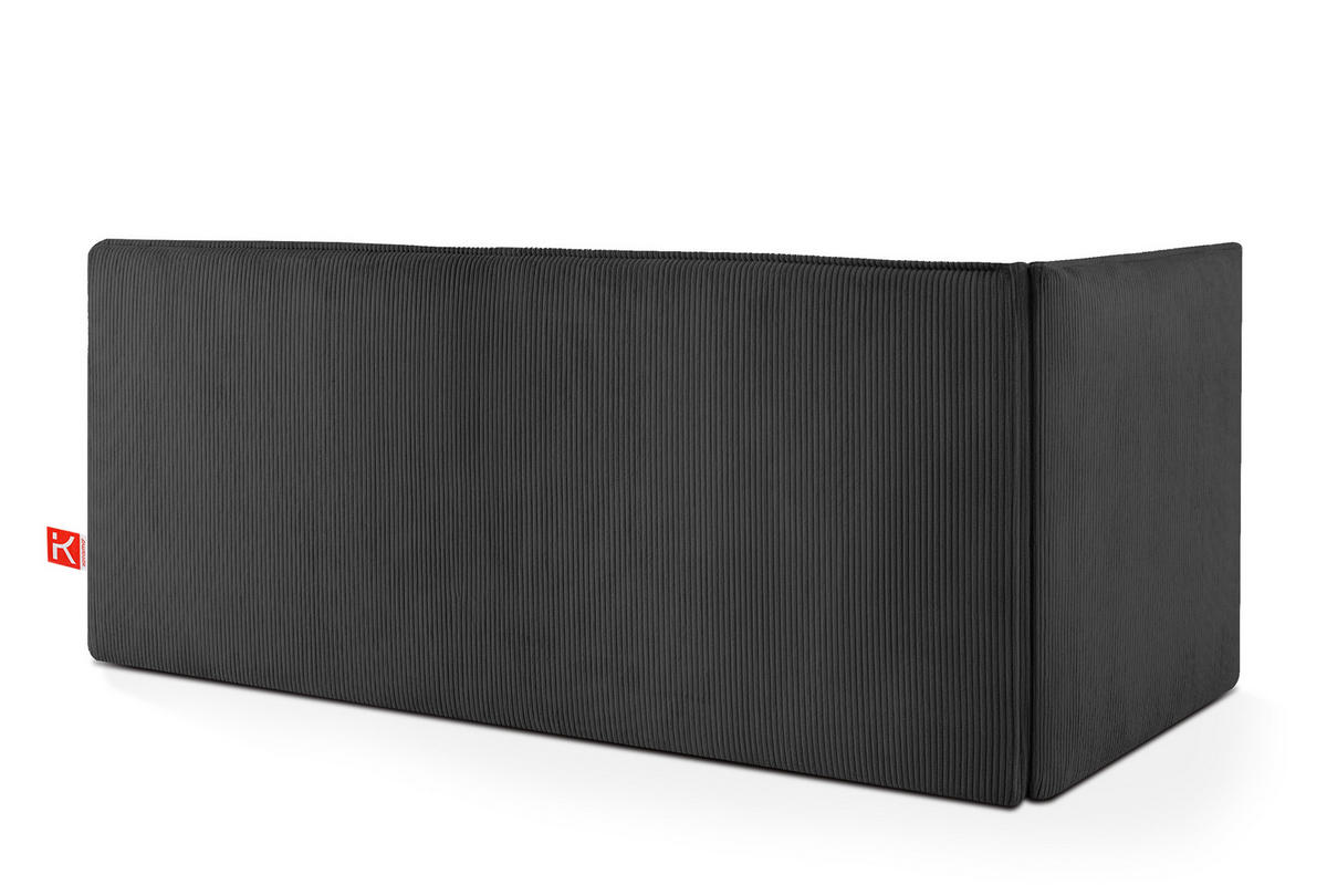 JUGENDBETT ROTI Einzelbett mit Bettkasten, 90x200cm, Bett mit Bonellmatratze, mit Rückenlehne - Dunkelgrau/Schwarz, Holz/Holzwerkstoff (92/200cm) - KONSIMO®
