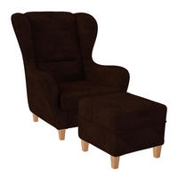 OHRENSESSEL Sofia Relaxsessel mit Hocker | Kunstleder Texas Schoko - Mokka, Textil (92/68/95cm) - Supellex