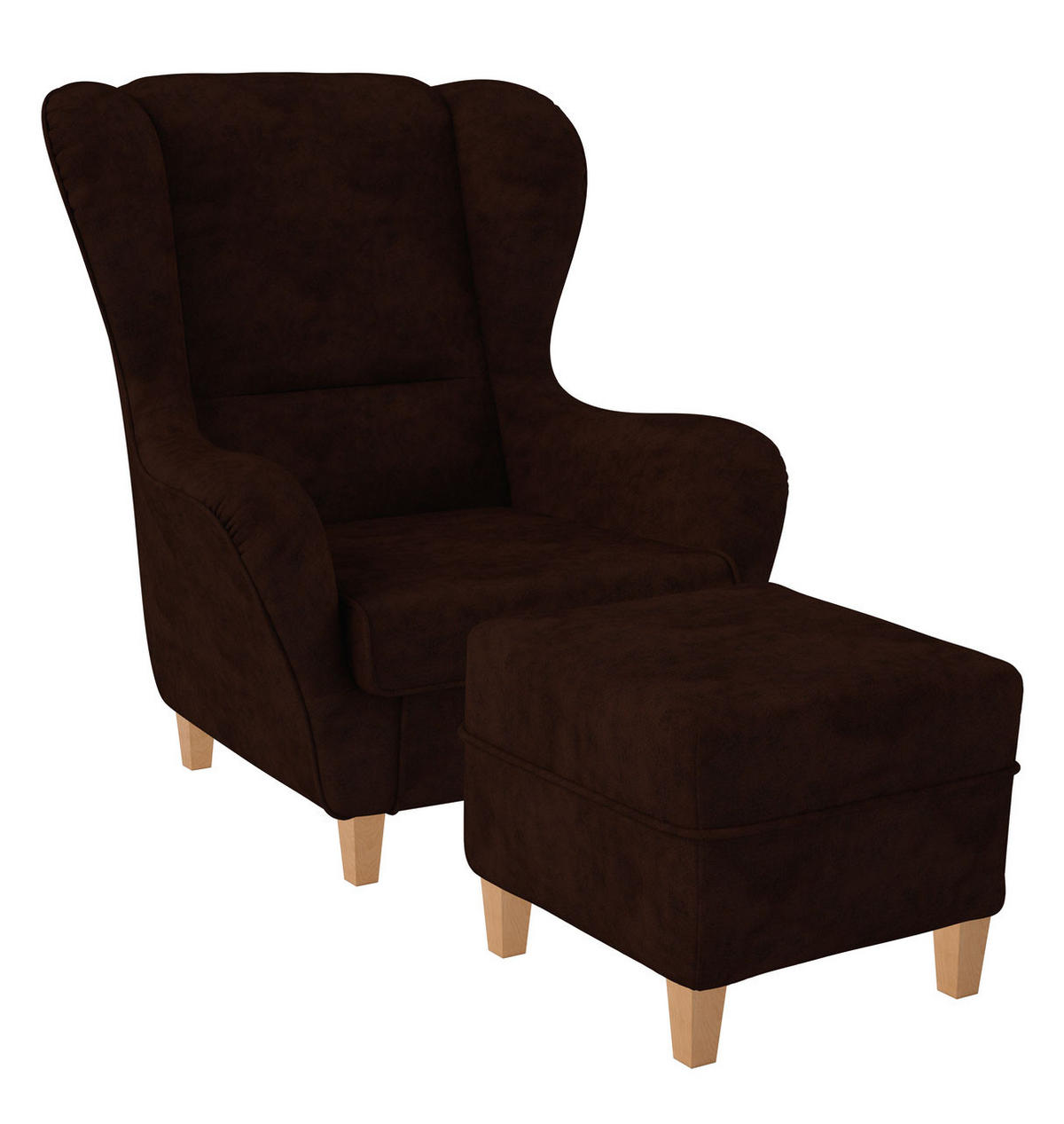 OHRENSESSEL Sofia Relaxsessel mit Hocker | Kunstleder Texas Schoko - Mokka, Textil (92/68/95cm) - Supellex