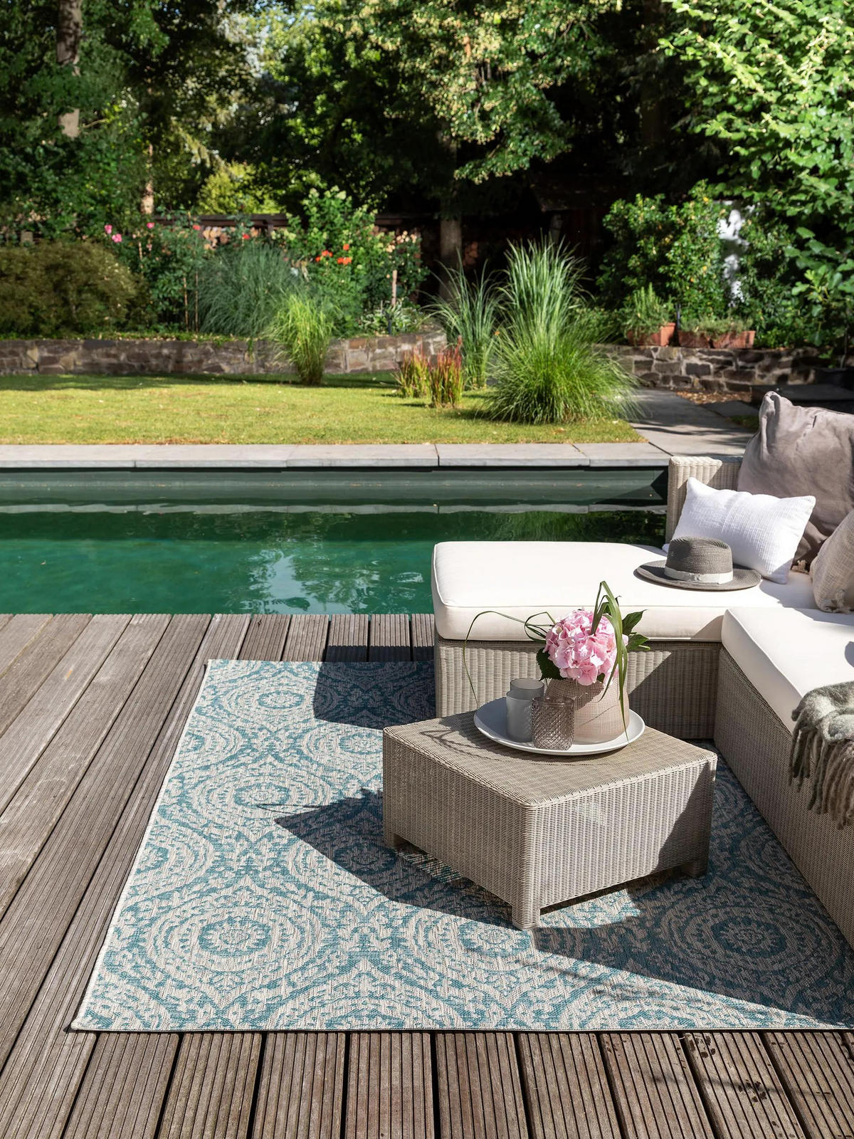 OUTDOORTEPPICH Cleo Beige/Türkis 240x340 cm - Beige, Textil (240/340cm) - benuta Nest