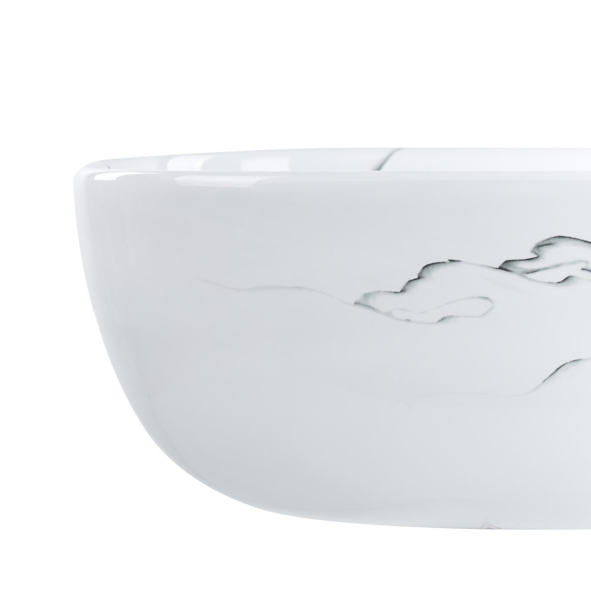 UMYVADLO NA DESKU Bílé Mramor 47/34 cm Keramika Hopi - bílá, keramika (47/14/34cm) - Beliani