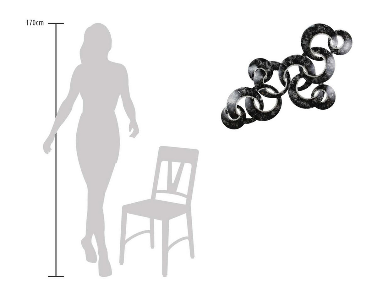 WANDDEKO Schwarz-Weiß 107/61 cm - Schwarz, Metall (3.1/61/7cm) - KUNSTLOFT