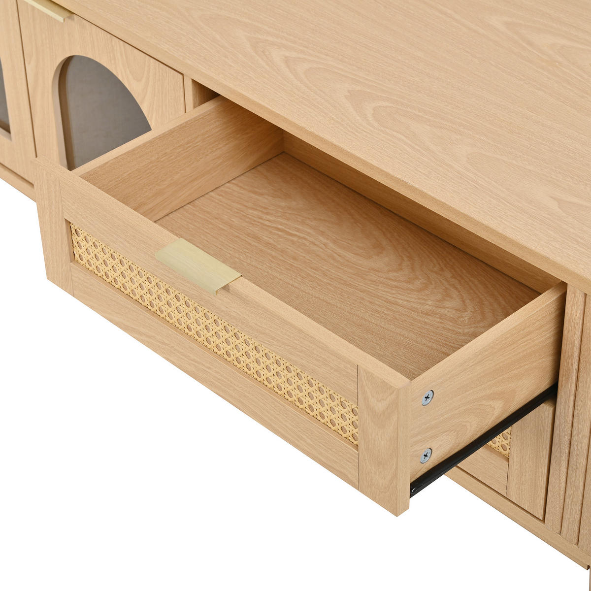 LOWBOARD DE-40203 mit ESG-Glastüren und LED Natur - Naturfarben, Holzwerkstoff (180/50/40cm) - ComfortXL