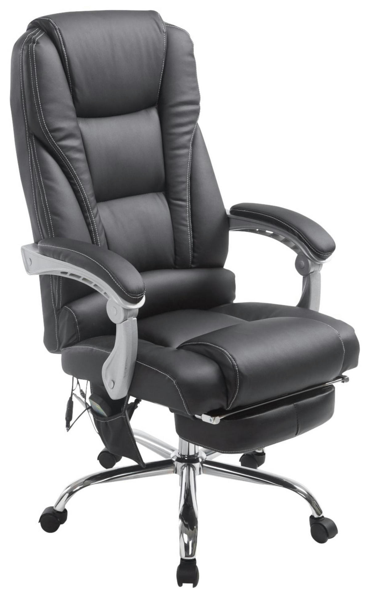 BÜROSTUHL Pacira, Kunstleder mit Massagefunktion Schwarz - Schwarz, Textil/Metall (68/127/64cm) - TPFLiving