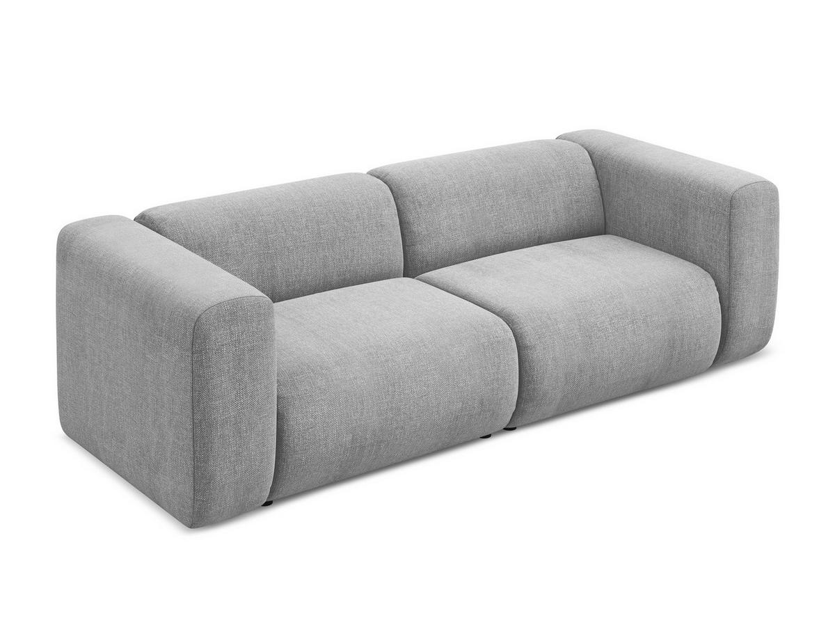 3-SITZER SOFA Chenille Stoff Grau - Hellgrau/Schwarz, Kunststoff/Textil (228/70/89cm) - Makamii