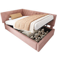 KINDERBETT Polsterbett 90/200 cm aus Samt mit hydraulischem Bettkasten Rosa - Pink, Textil (90/200cm) - Modenvie