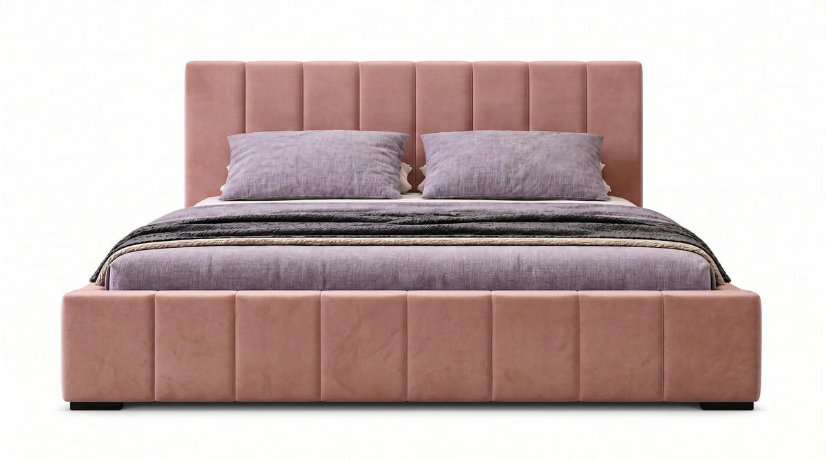 MARPUR Polsterbett NERO 180x200 cm mit Bettkasten und Lattenrost, Rosa - Chromfarben/Rosa, Holz/Holzwerkstoff (180/200cm) - Marpur