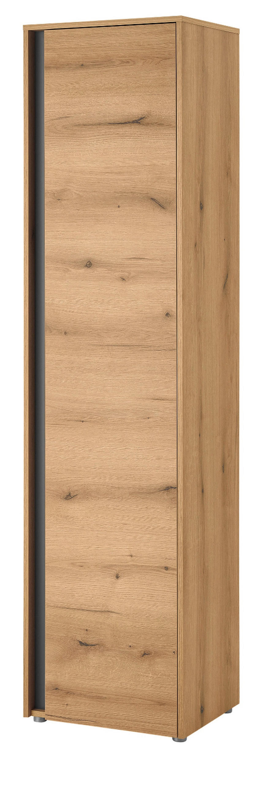 SCHUHSCHRANK Evoke Eiche, grau Flurschrank 50 x 200 cm mit 10 Fächern - Eichefarben/Schwarz, Holzwerkstoff/Kunststoff (50/200/40cm) - Furn.Design