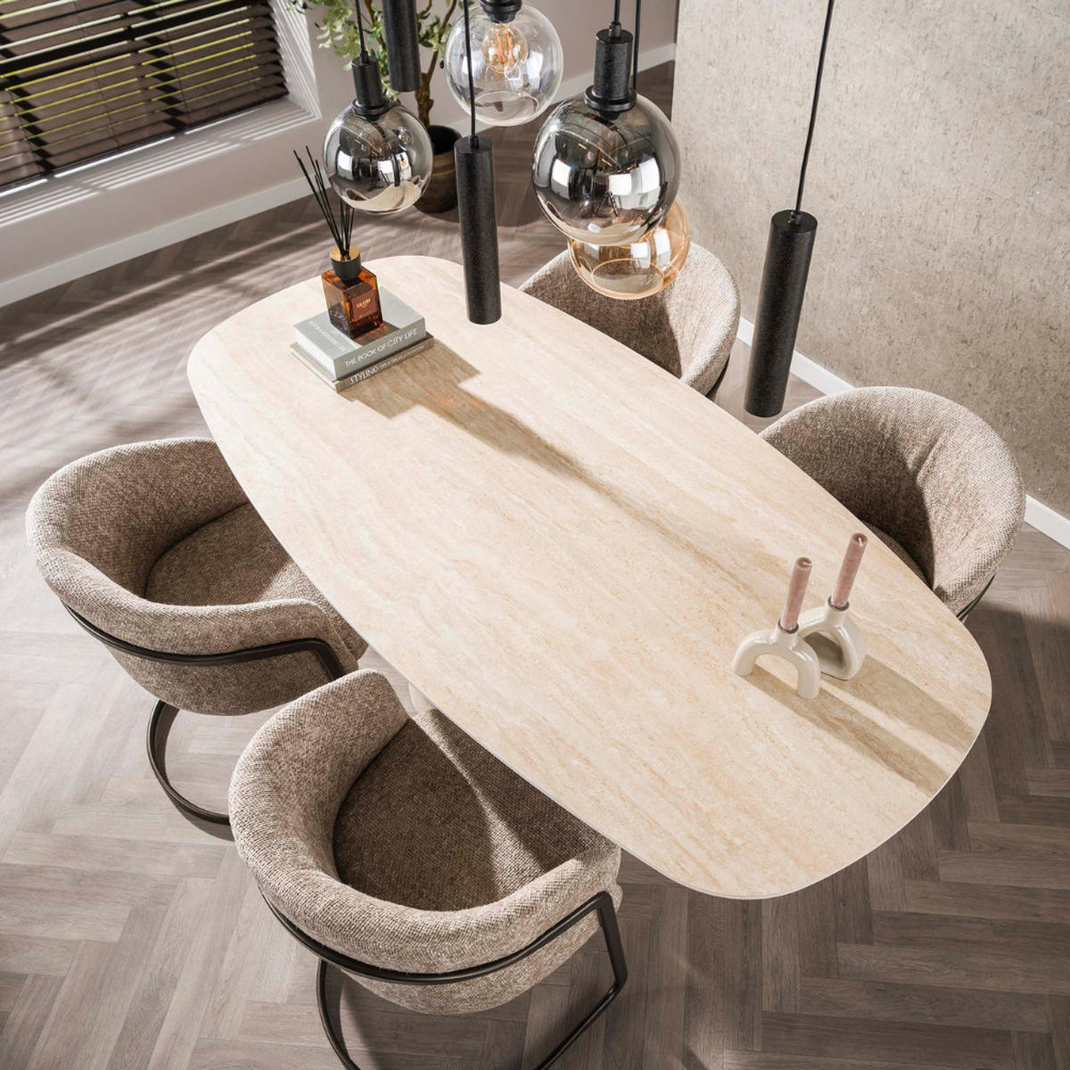 ESSTISCH CENTRO Beige Travertin Optik 180cm - Beige, Keramik (180/90/76cm) - alesvelt