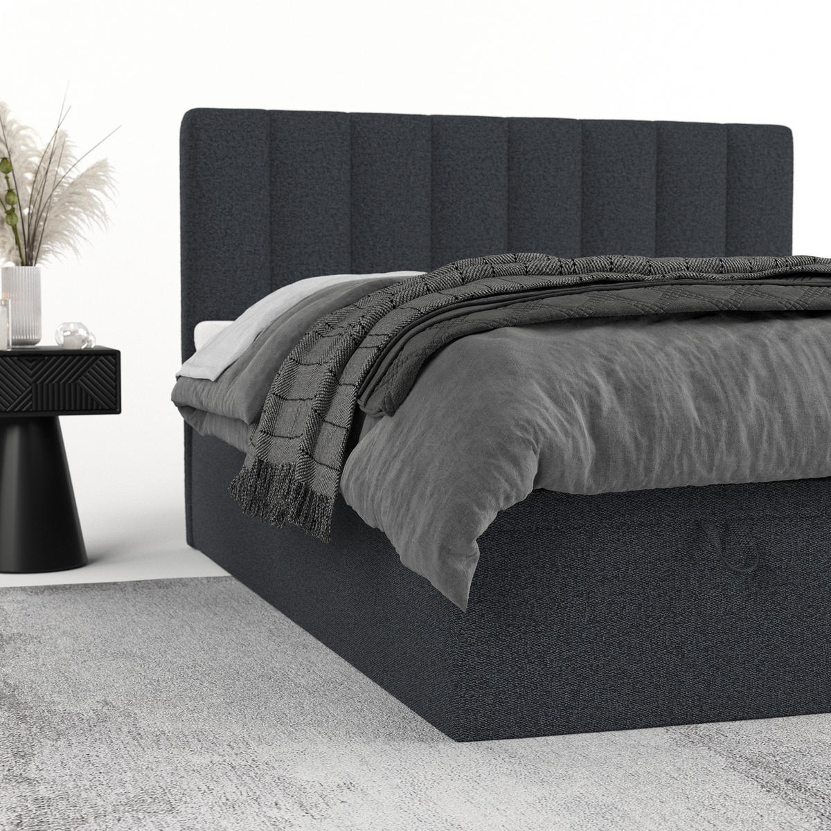 BOXBETT Lume 200/200 cm Anthrazit im Riva Stoff - Anthrazit/Schwarz, Holz/Holzwerkstoff (200/200cm) - AltaBeds