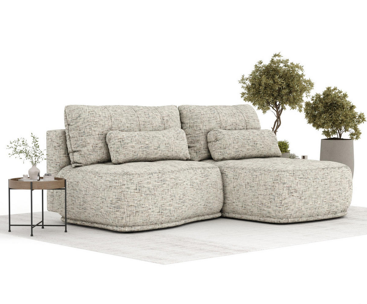 ECKSOFA MIT SCHLAFFUNKTION Batu Beige Webstoff - Hellbraun/Beige, Holz/Holzwerkstoff (223/158cm) - Maison de Reve