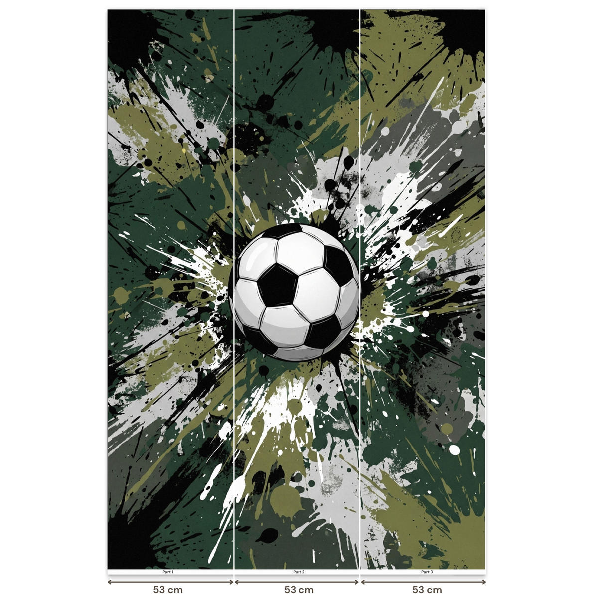 KINDERTAPETE - Fußball - Farbe - Spritzer - Grün - 160x240 cm - Dunkelgrün, Papier (160/240cm) - OnlyWow