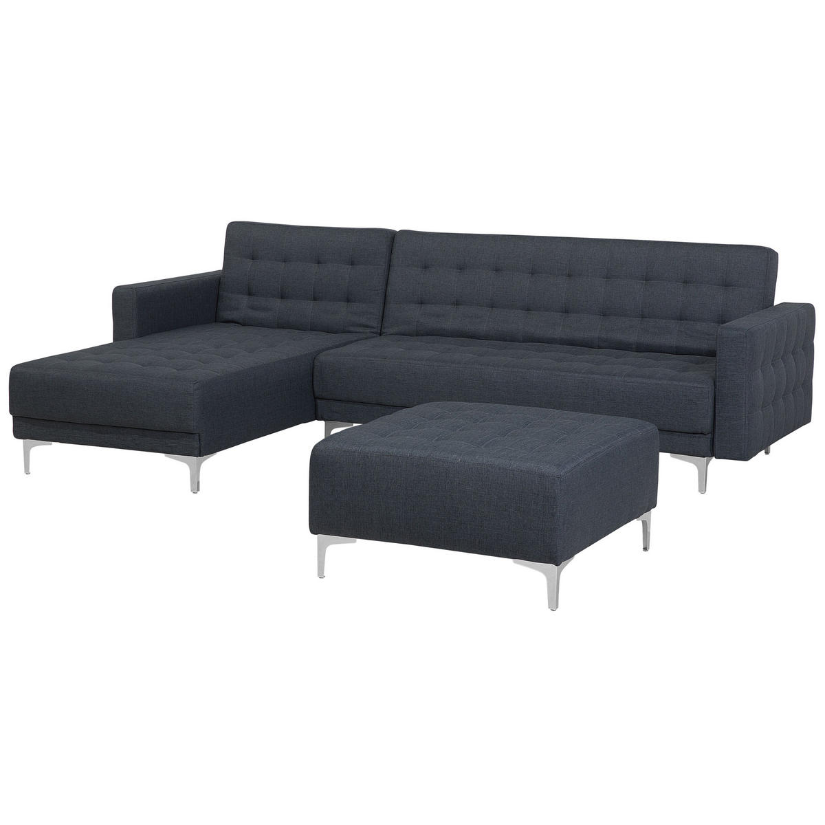 SCHLAFSOFA linksseitig mit Ottomane Polsterbezug Dunkelgrau Aberdeen - Dunkelgrau, Textil (267/168cm) - Beliani