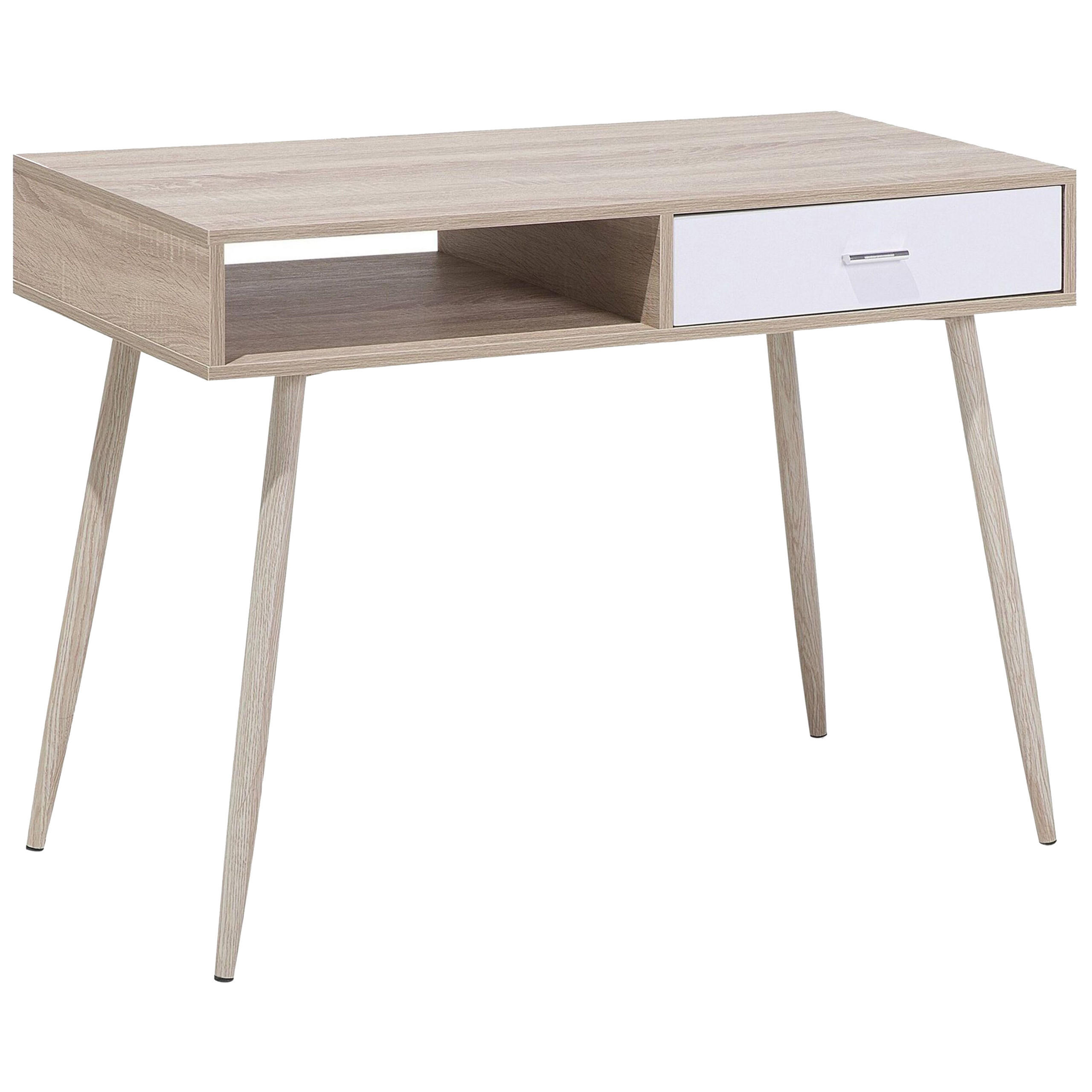SCHREIBTISCH heller Holzfarbton 100/48/76 cm Deora - Hellgrau, Holzwerkstoff (48/100/76cm) - Beliani