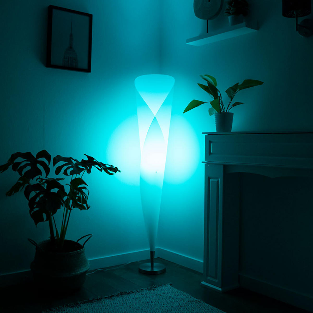 LED STEHLEUCHTE Weiß mit Lampenschirm - Weiß, Metall (30/30/146cm) - Globo Lighting