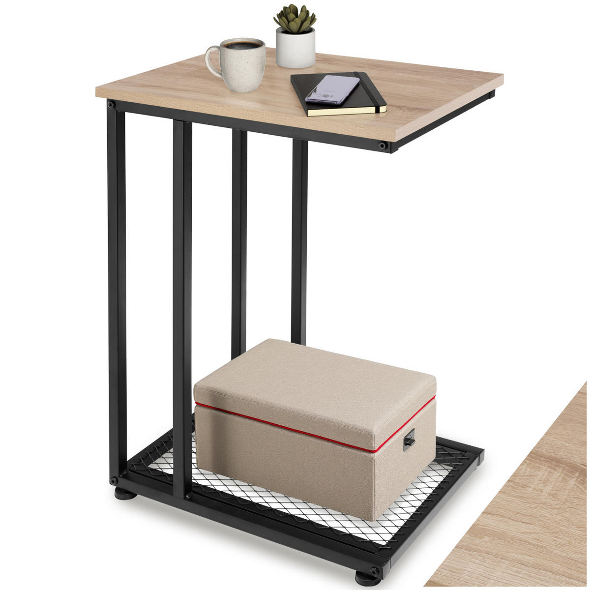 BEISTELLTISCH Eton,48 x 35 x 66 cm,Industrial Holz hell, Eiche Sonoma - Naturfarben, Holz (48/35/66cm) - tectake