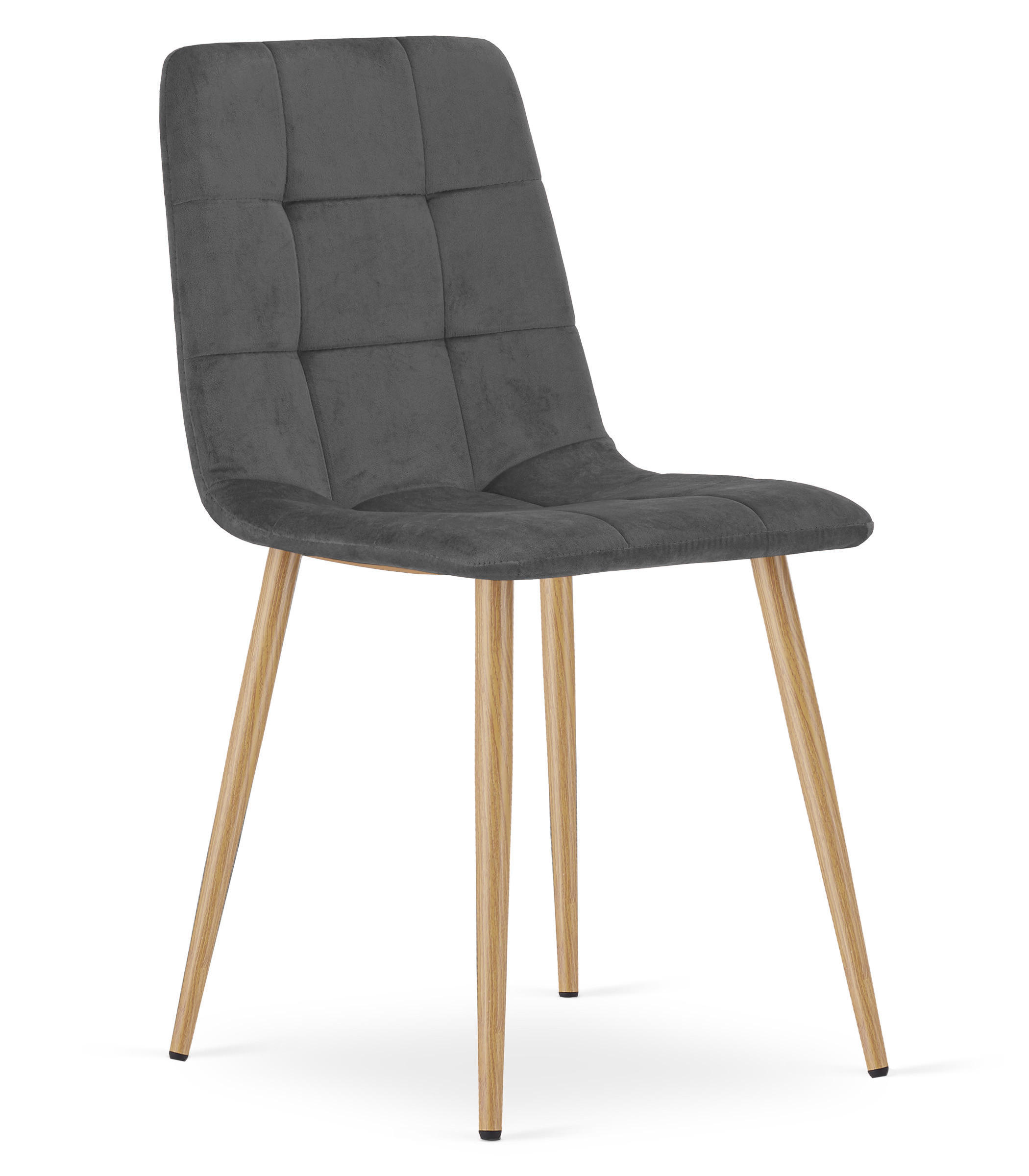 ESSZIMMERSTUHL PYRA dunkelgrauer Sitz, Beine in Holzfarbe - Dunkelgrau/Eichefarben, Textil (45/87/50.5cm) - Valora