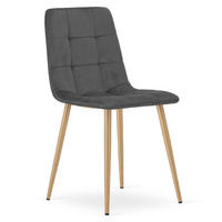 ESSZIMMERSTUHL PYRA dunkelgrauer Sitz, Beine in Holzfarbe - Dunkelgrau/Eichefarben, Textil (45/87/50.5cm) - Valora