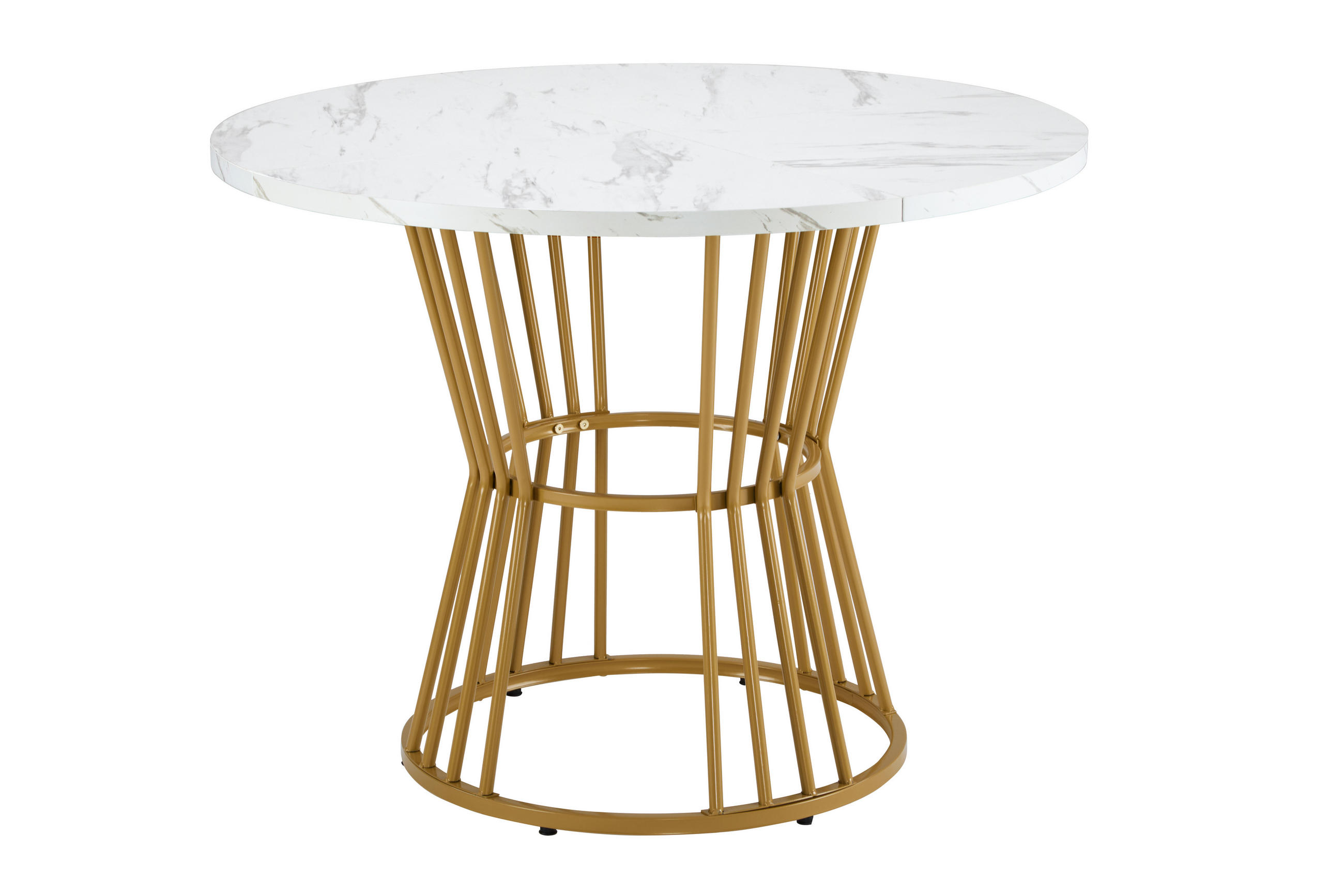 ESSTISCH Marmoroptik Weiß/Goldfarben 100/75 cm - Weiß, Holz (100/100/75cm) - PANGIVO