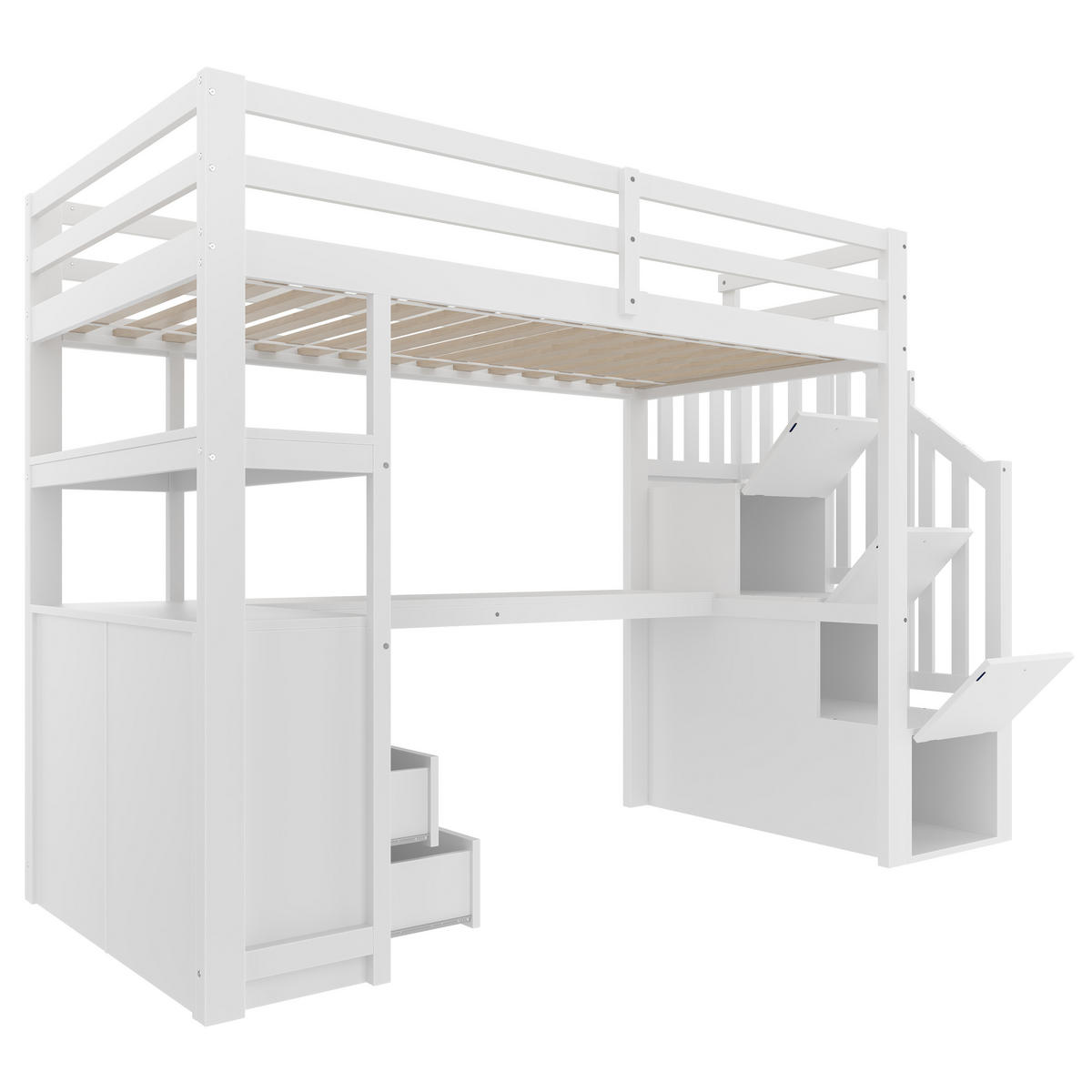 HOCHBETT 90x200cm Weiß Stauraumleiter 2 Schubladen - Weiß, Holz (90/200cm) - FLIEKS