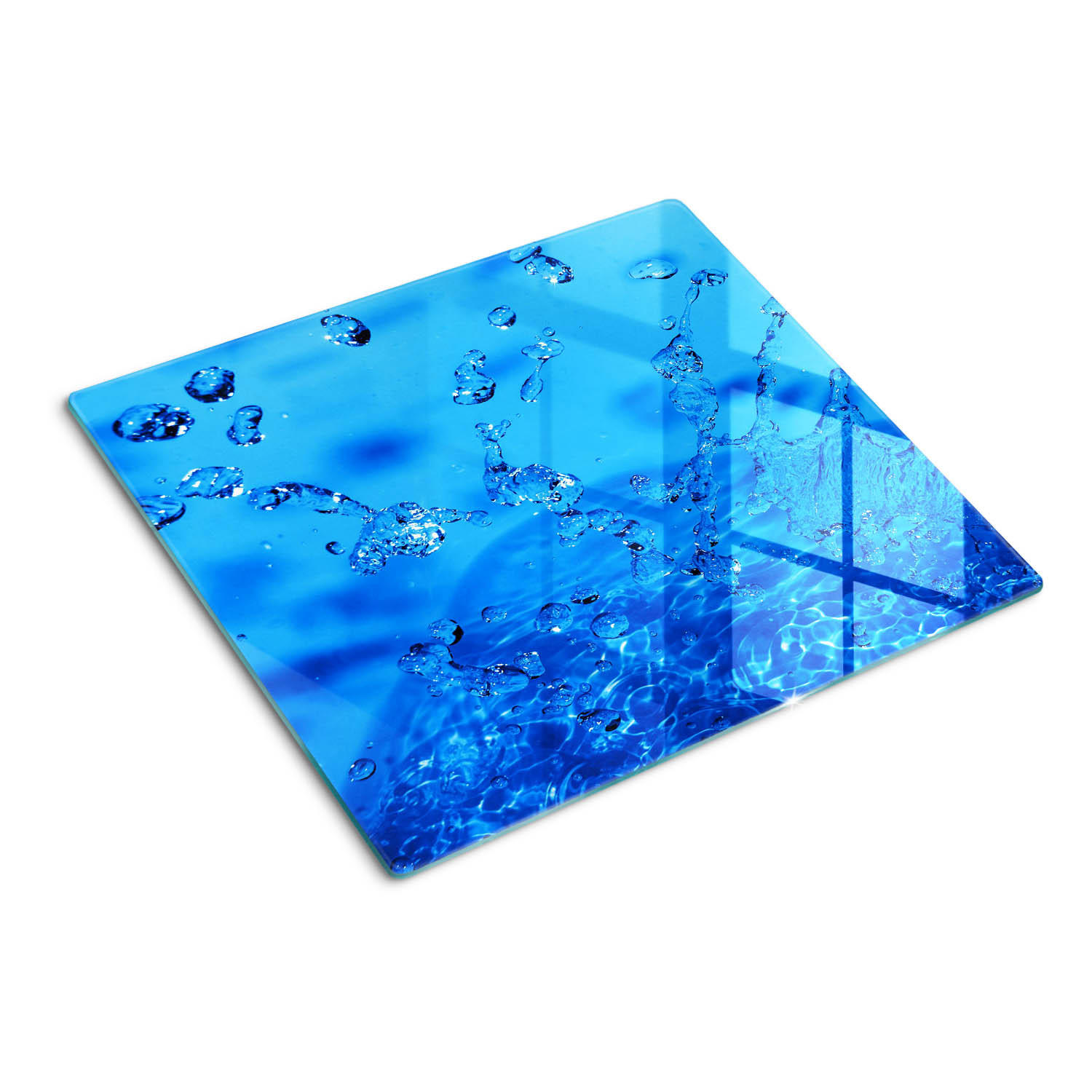 GLASPLATTE 60x52 cm Wassertropfen - Blau, Glas (60/0.4/52cm) - TULUP
