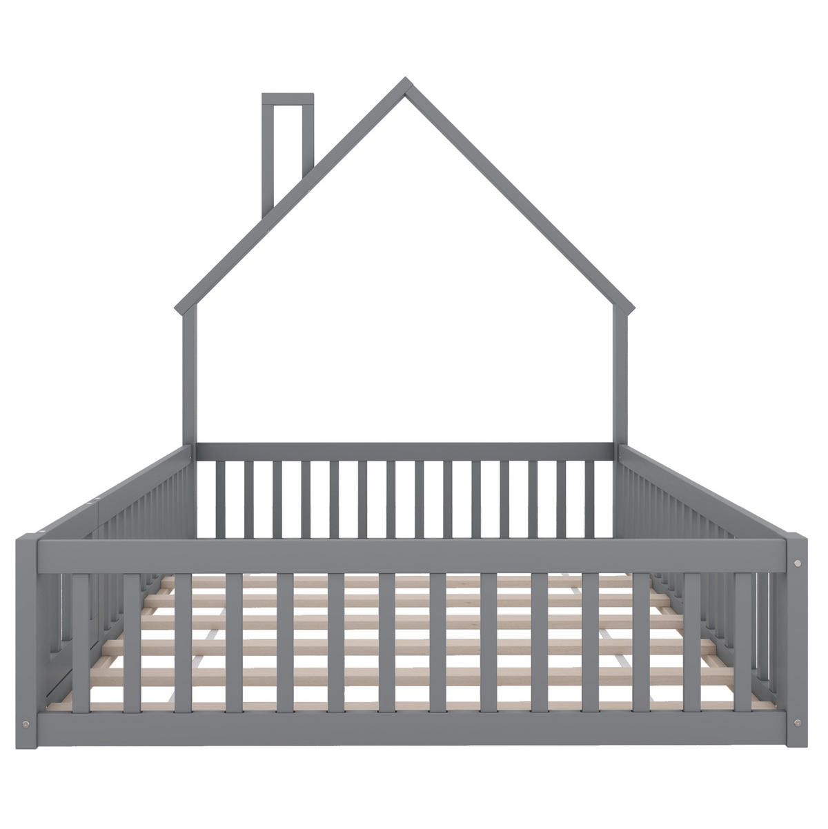KINDERBETT mit Schutzgitter 140 x 190 cm Kiefernholz Grau - Grau, Holzwerkstoff (90/190cm) - Beauniv