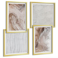 BILDER SET 4er Set - 50x50 cm & 40x60 cm Goldrahmen - Abstrakte Marmormuster aus Stein - Goldfarben, Kunststoff (50/50cm) - TULUP