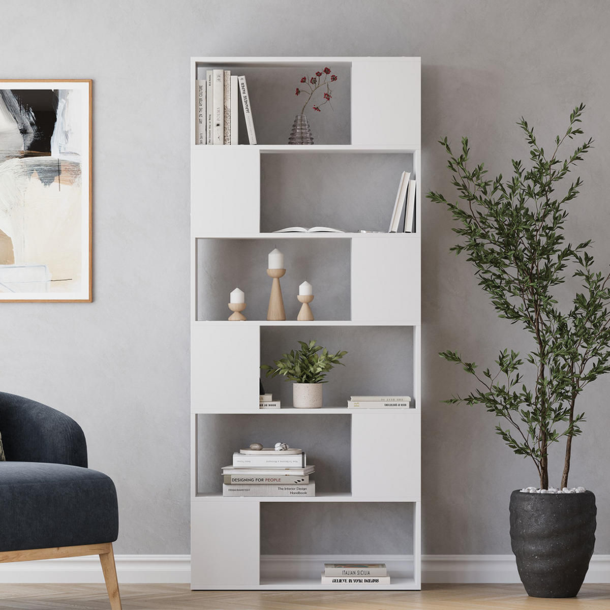 RAUMTEILER Eneos Weiß 80 x 186 cm - Weiß, Holzwerkstoff (80/186/24cm) - Vicco