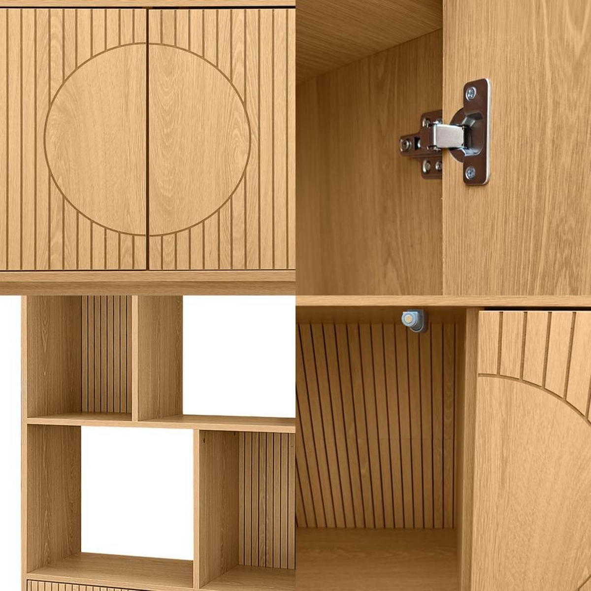 BÜCHERREGAL Skandinavisches, 180 cm hoch, mit 2 Türen und 6 Regalböden, Eichenoptik - LILA - Eichefarben/Salbeigrün, Holzwerkstoff/Metall (80/179/30cm) - Sicaan