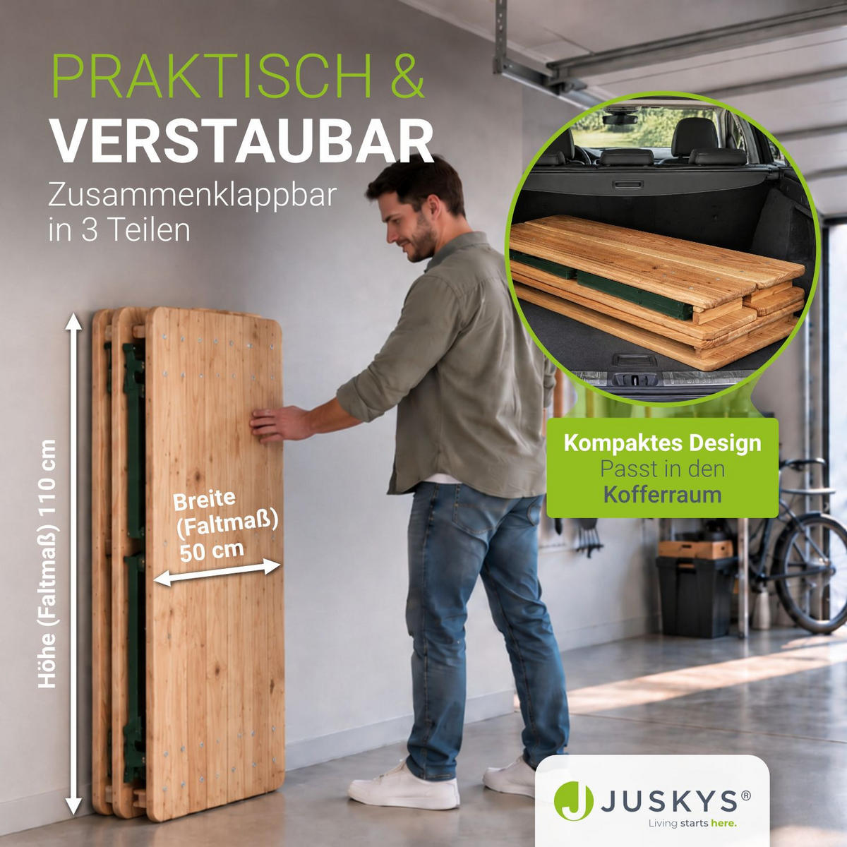 BIERZELTGARNITUR Passau 3-tlg. - Braun, Holz/Metall - Juskys
