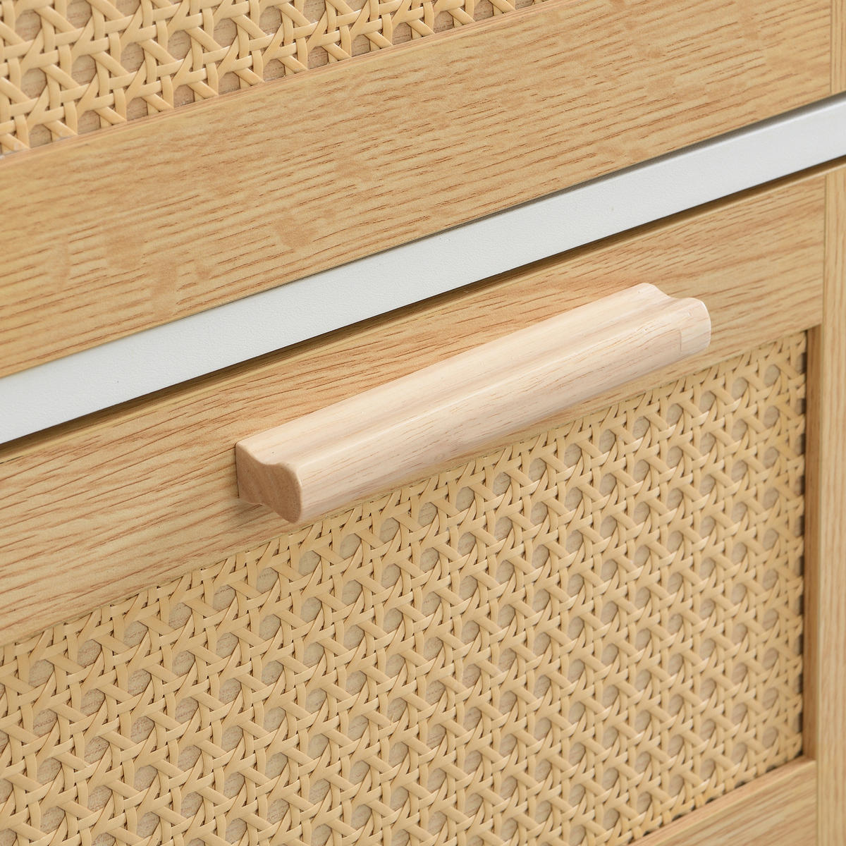 KOMMODE in Naturfarben und Weiß mit 4 Schubladen für Wohnzimmer, Esszimmer und Flur, B80/H80/T38 cm - Naturfarben/Weiß, Holzwerkstoff (80/38/38cm) - STILVORA