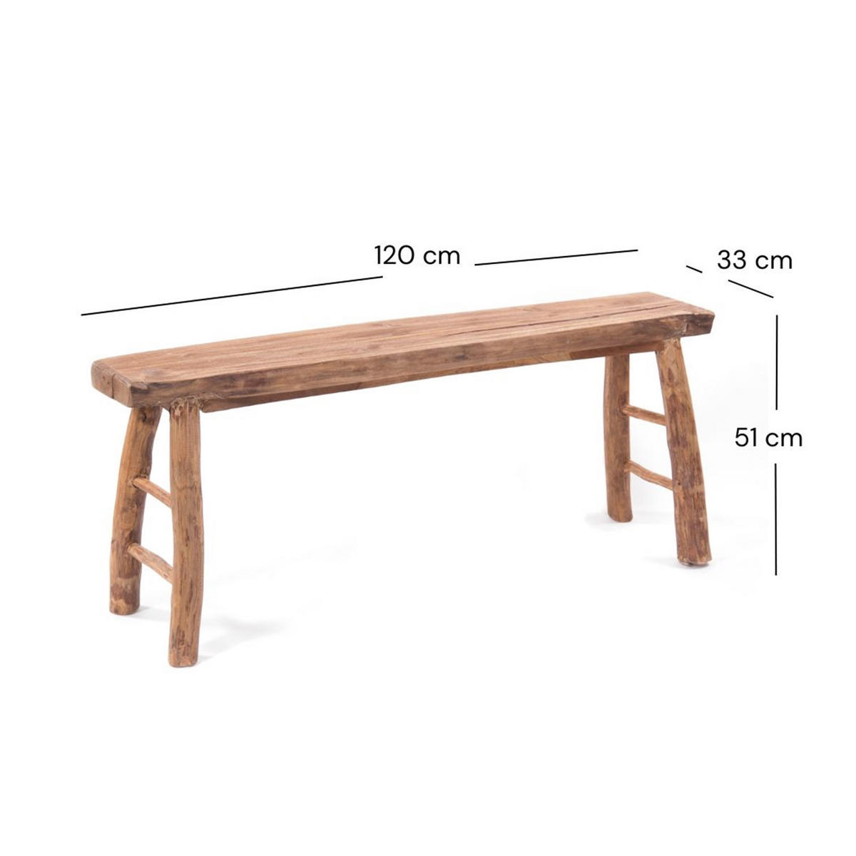 SITZBANK Malu 120 Teak Massivholz naturfarben - Naturfarben, Holz (120/51/33cm) - DESIGN DELIGHTS