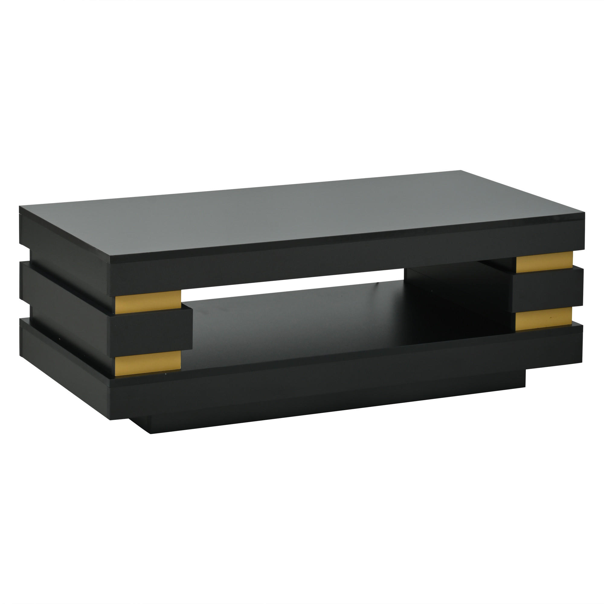 COUCHTISCH Schwarz LED 100x50x35cm mit Stauraum und Spanplatte - Schwarz, Holzwerkstoff (100/50/35cm) - FLIEKS