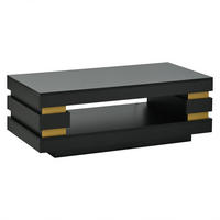 COUCHTISCH Schwarz LED 100x50x35cm mit Stauraum und Spanplatte - Schwarz, Holzwerkstoff (100/50/35cm) - FLIEKS