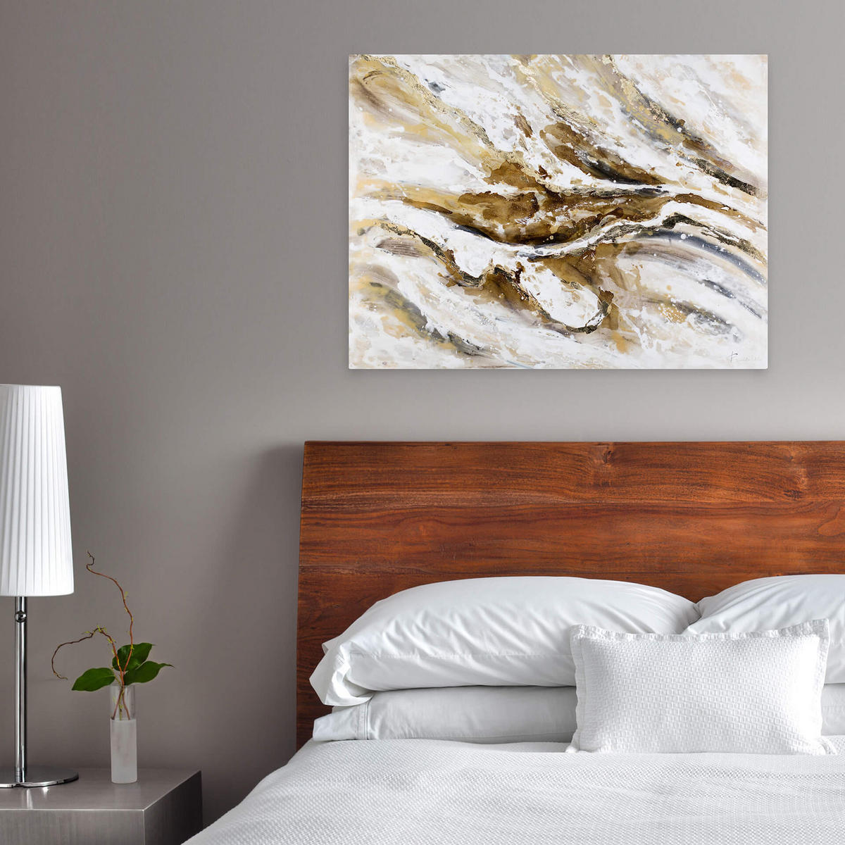 ACRYLBILD HANDGEMALT 100/75 cm - Weiß/Braun, Holz/Textil (100/75cm) - KUNSTLOFT
