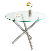 COUCHTISCH aus Glas und Metall in Silber mit verstellbaren Gleitern - Silberfarben, Glas (80/80/77cm) - Modfu